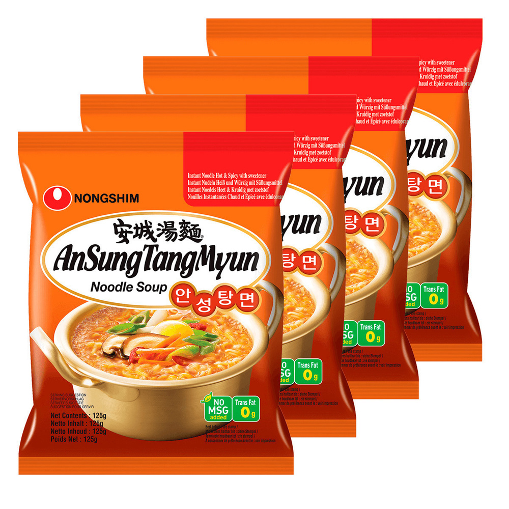 Лапша быстрого приготовления Ансонг Танмён Nongshim, пачка 125 г х 4 шт  #1