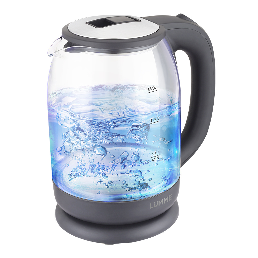 Чайник с подсветкой LUMME LU-163 1800Вт 2,0л стеклянный серый жемчуг  #1