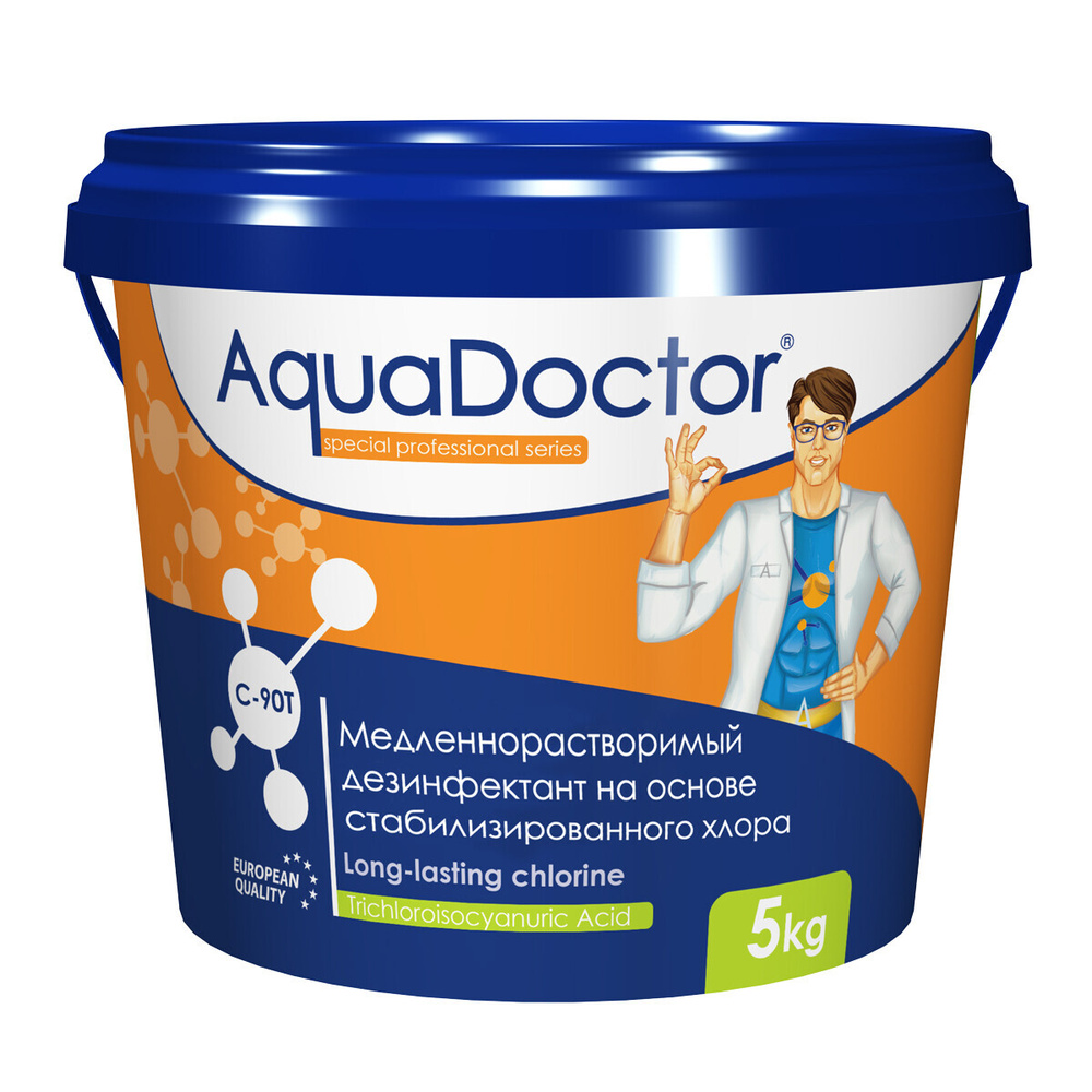 Дезинфектант для бассейна на основе хлора длительного действия AquaDoctor C-90T (5 кг)  #1