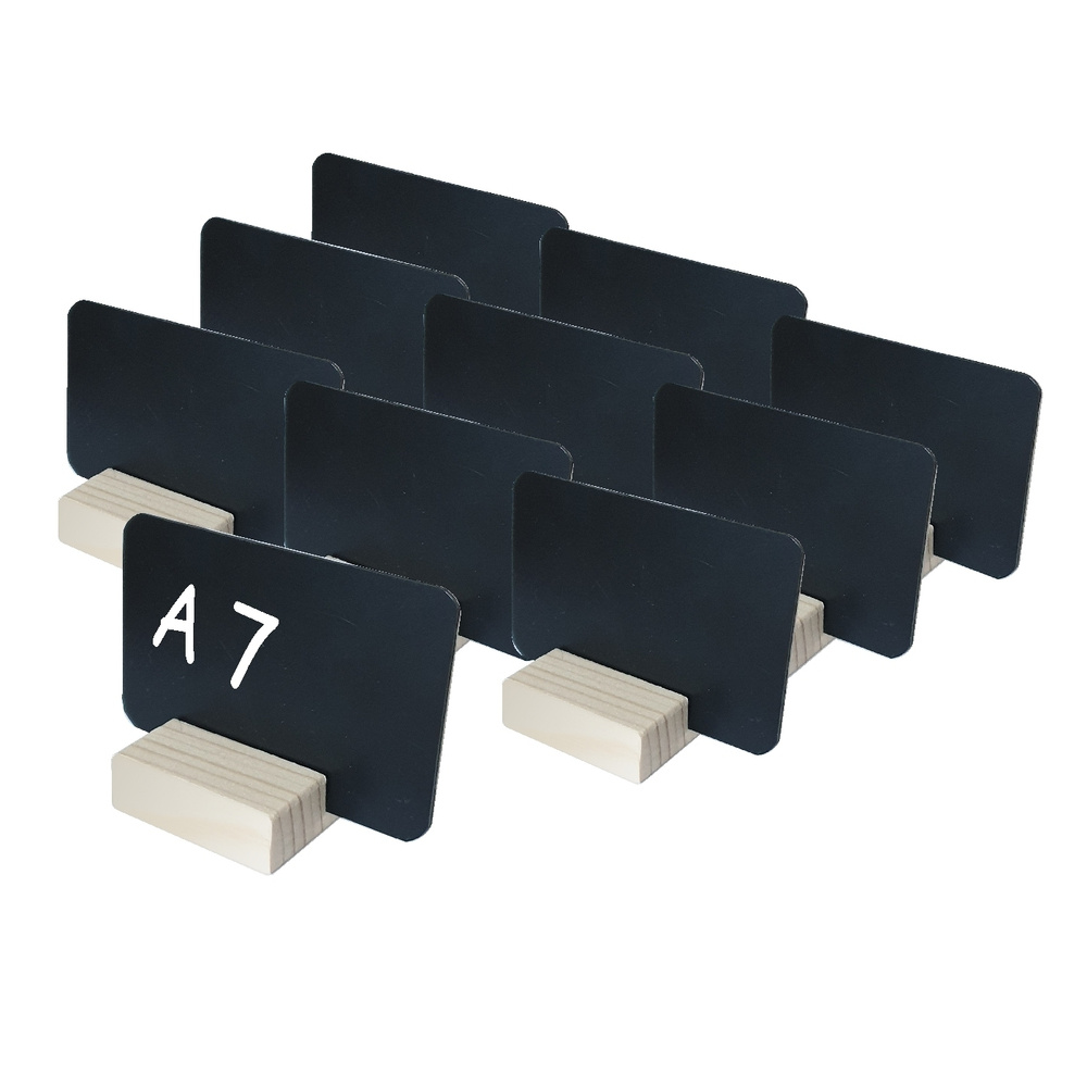 Меловые ценники А7 на деревянной подставке , 10 ШТУК. Черные ценники А7 / ценникодержатели меловые  #1