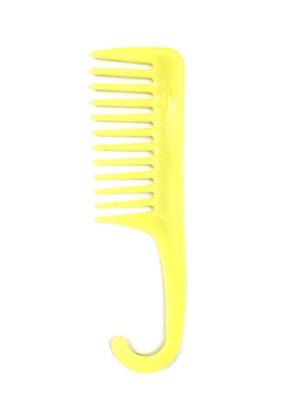 Расчёска большая, с крючком (для ванной), цвет - жёлтый #1