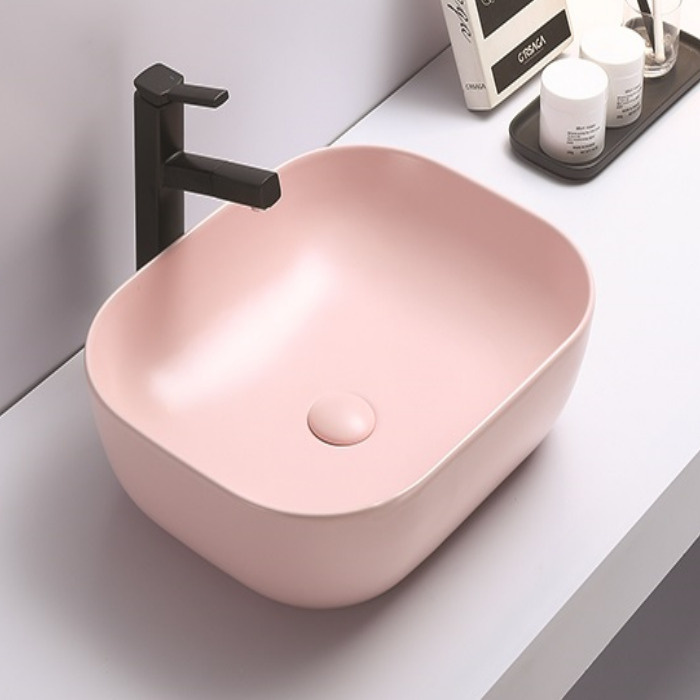 Раковина для ванной / Раковина накладная CeramaLux 78104MP-3 розовая без перелива  #1