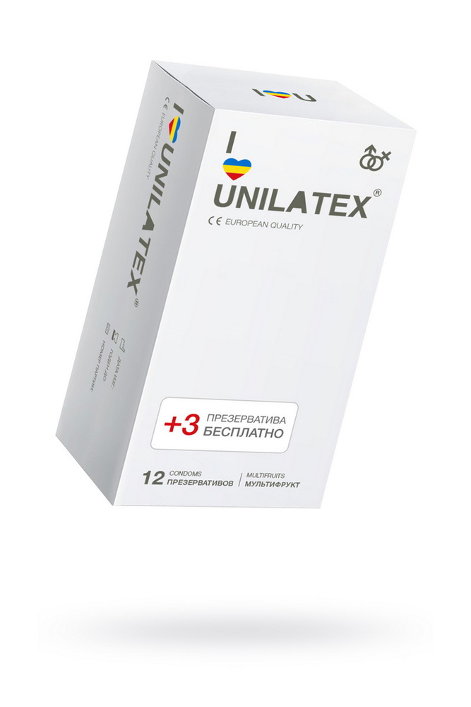 Презервативы Unilatex Multifrutis №12+3 ароматизированные ,цветные  #1