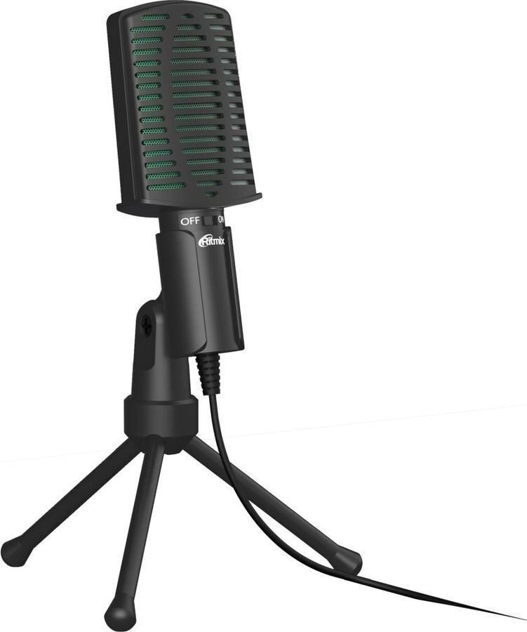Настольный конденсаторный микрофон на штативе-подставке Ritmix RDM-126 черный/зеленый,конденсаторный,переключатель #1