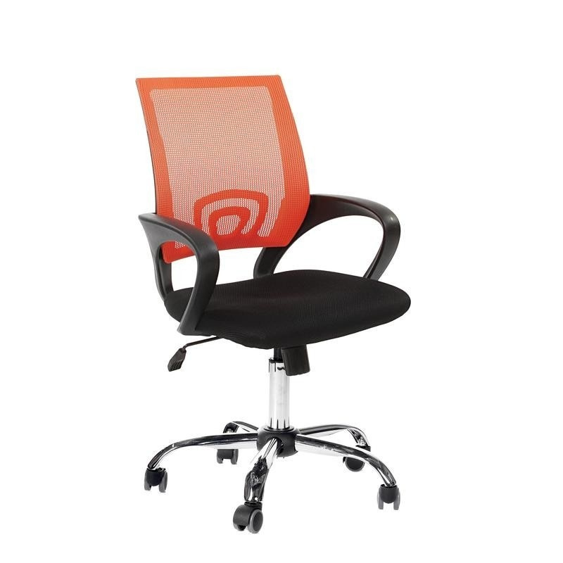 Кресло Easy Chair ткань черная сетка, оранжевый, хром #1