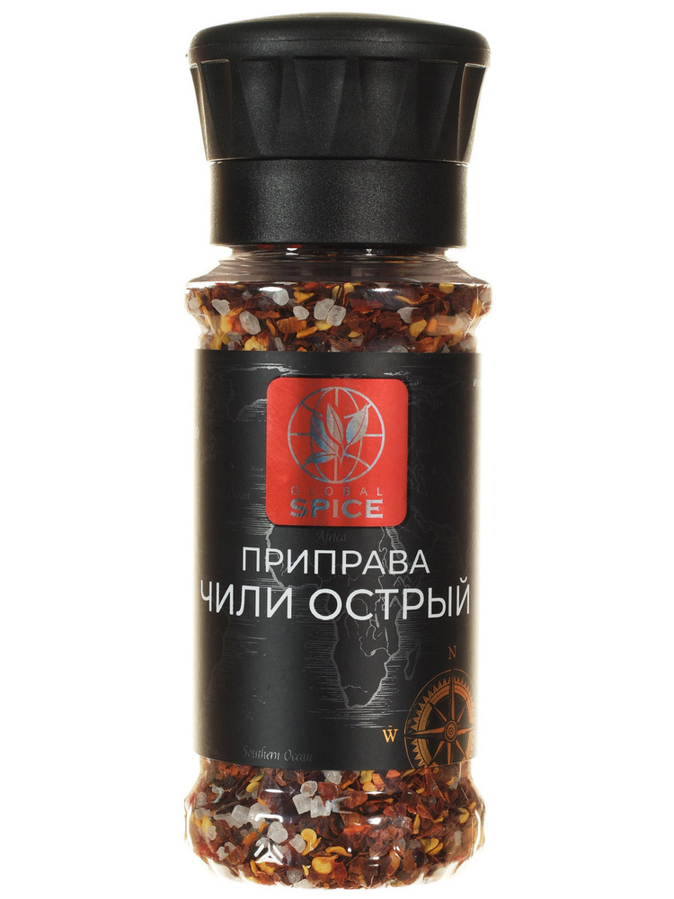 Чили острый с морской солью Global Spice,105г,Мельница малая многоразовая  #1