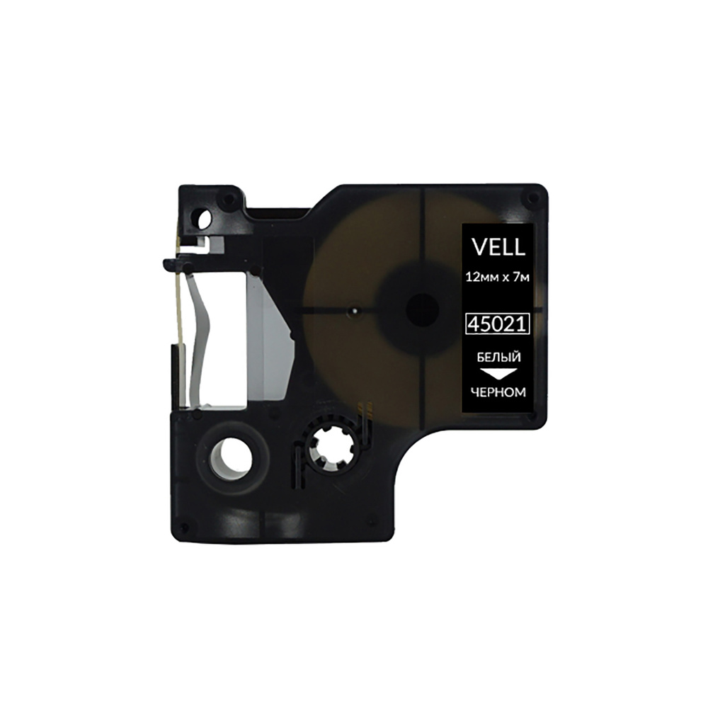 Лента Vell VL-D-S0720610/45021 (12 мм, белый на черном) #1