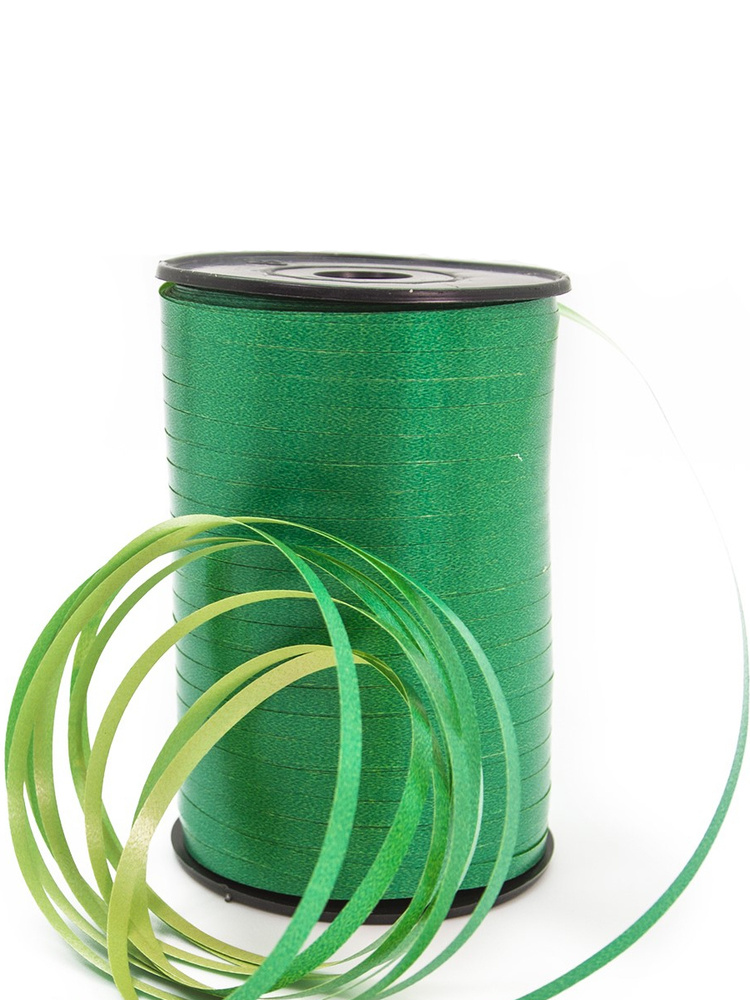 Лента упаковочная декоративная полипропиленовая Riota зеленый/желтый, 0,5 см х 500 м  #1