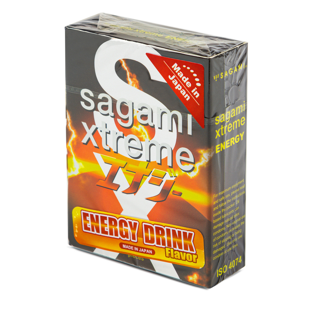 Sagami Xtreme Energy 3 шт. Презервативы с ароматом энергетического напитка, латекс 0,04 мм  #1