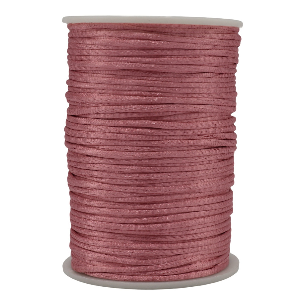 Шнур атласный 2 мм х 90 м, цвет: розовый для воздушных петель  #1