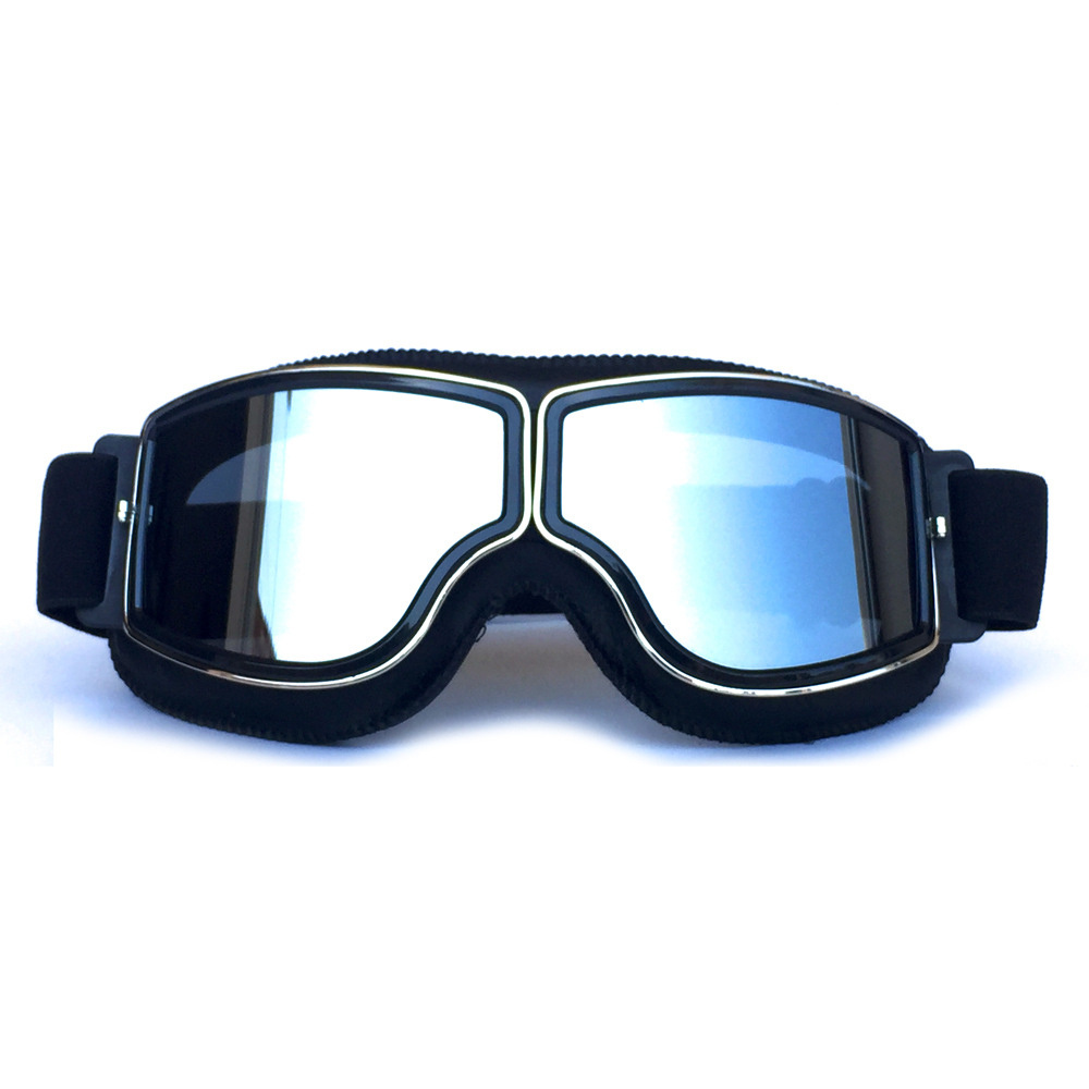 Мотоциклетные ретро очки BLF в винтажном стиле (мотоочки, маска), хром линза  #1