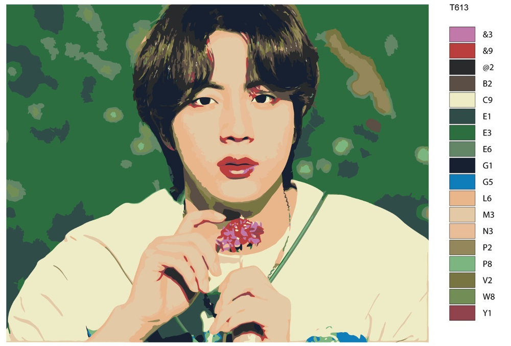 Картина по номерам Т613 60x80 "Ким Сокджин (Kim Seokjin), участник группы BTS (БТС)"  #1