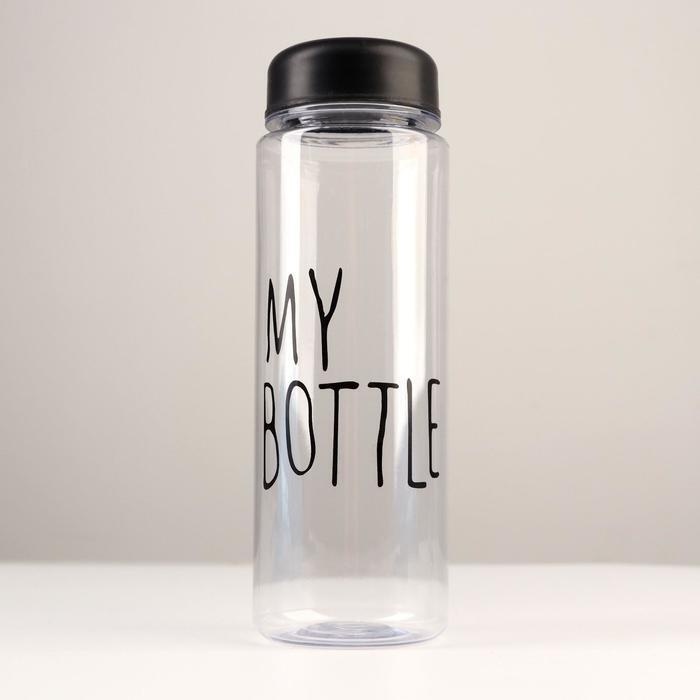 Бутылка для воды КНР "My bottle", 500 мл, 19х6,5 см, черная (2463600) #1