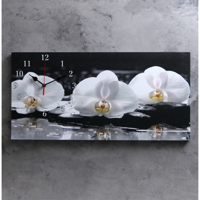 ТероПром Настенные часы "Белые орхидеи", 76 см х 40 см #1