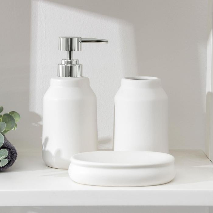 Набор аксессуаров для ванной комнаты "Глянец", 3 предмета (мыльница, дозатор для мыла, стакан), цвет #1