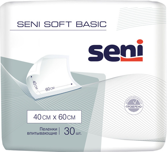 Пеленки впитывающие одноразовые медицинские Seni Soft Basic 40 x 60 см, 30 шт.  #1
