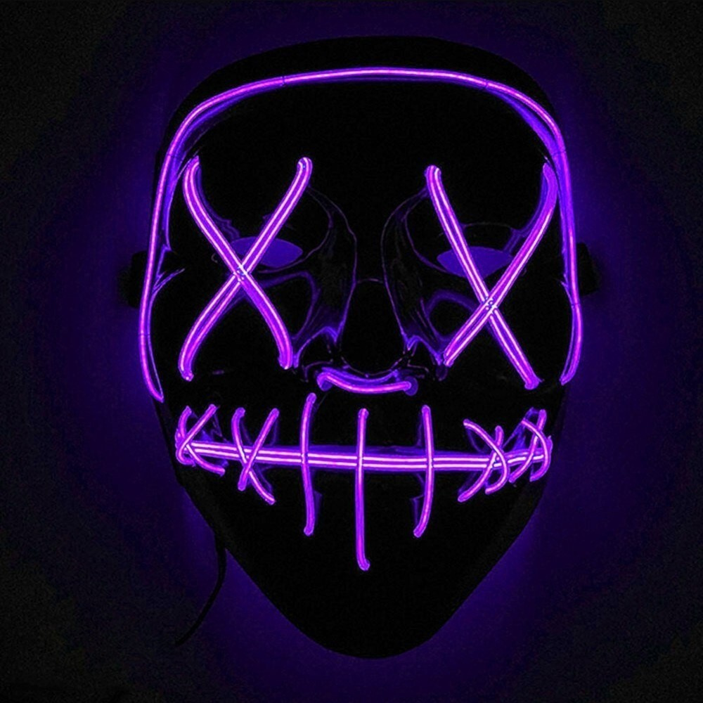 Неоновая маска Анонимуса фиолетовый, Гая Фокса (Карнавальная маска V - значит Вендетта), "Судная ночь", #1
