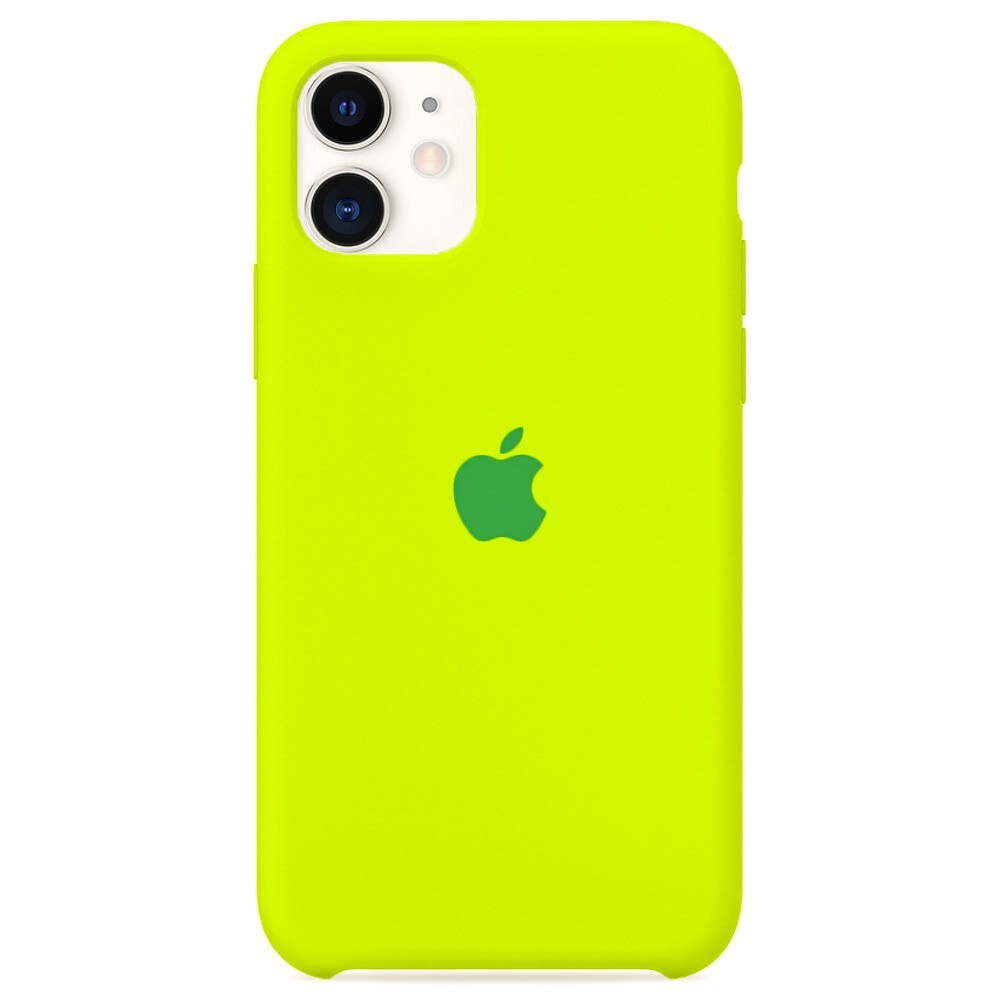 Силиконовый чехол для смартфона Silicone Case на iPhone 11 / Айфон 11 с логотипом, лаймовый  #1