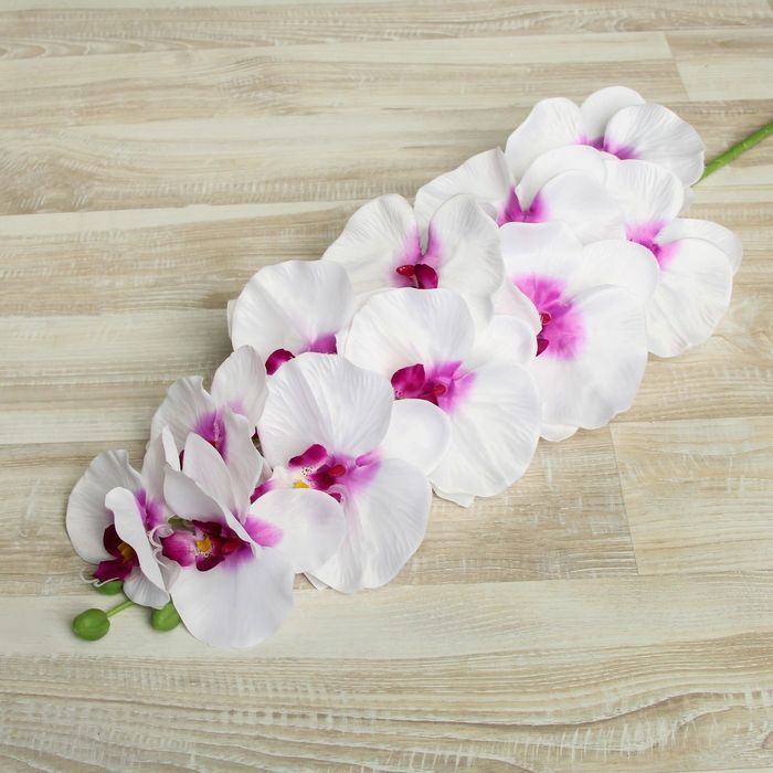 Цветы искусственные "Орхидея Галатея" 95 см, бело-фиолетовая  #1