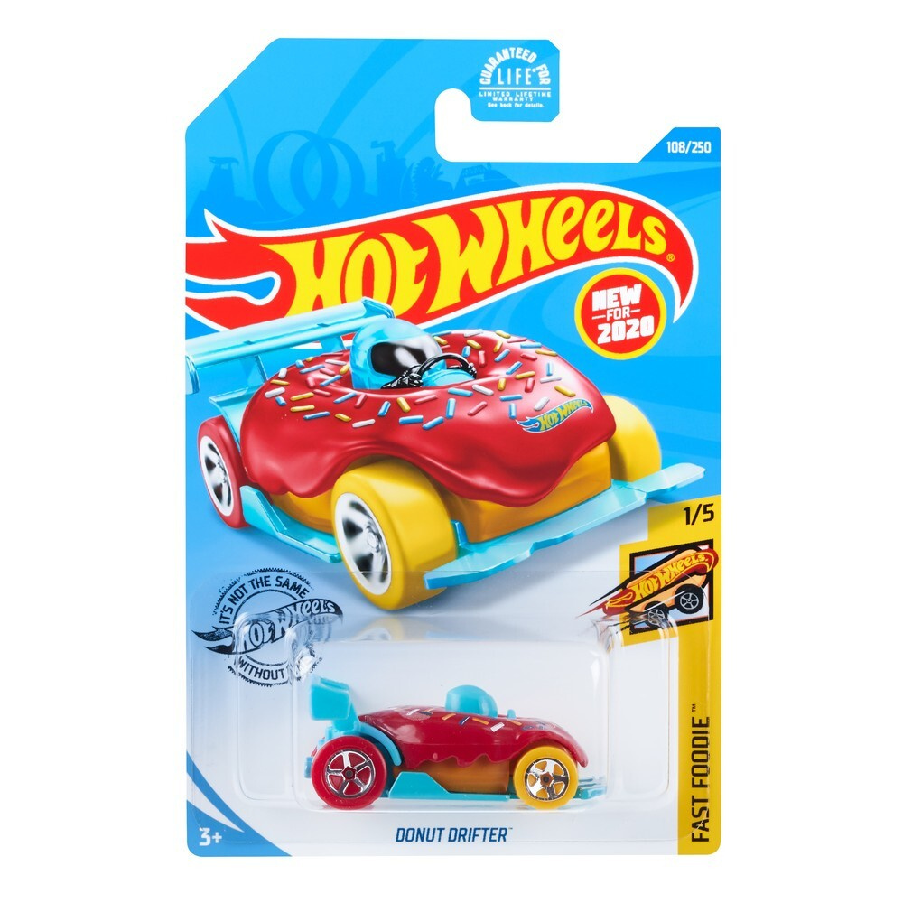 GHD98 Машинка металлическая игрушка Hot Wheels коллекционная модель DONUT DRIFTER красный/голубой  #1