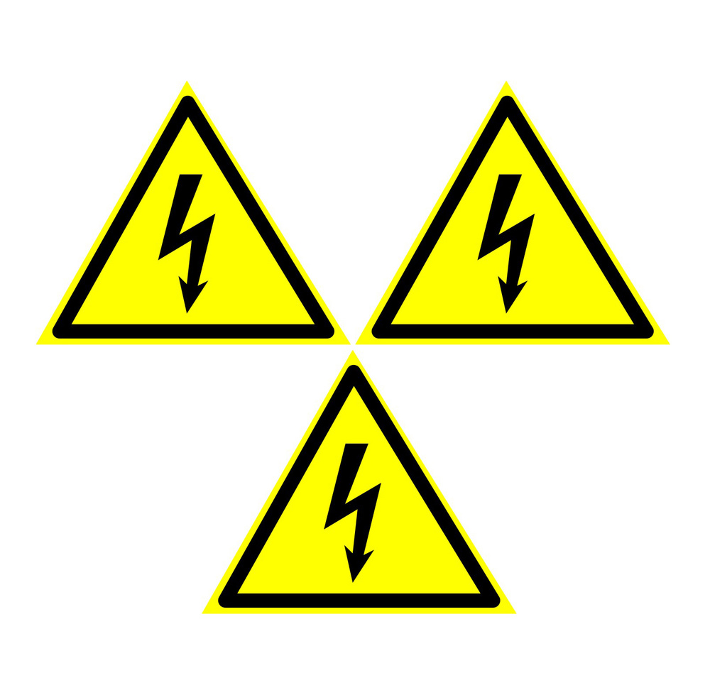 Наклейка W 08 Опасность поражения электрическим током Размер 200х200 мм. 3 шт.  #1