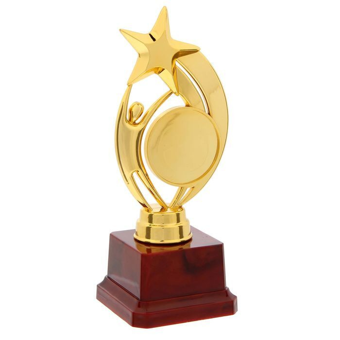 Наградная фигура под нанесение "Человек со звездой", золото, подставка пластик красная, 7 х 6,5 х 17 #1