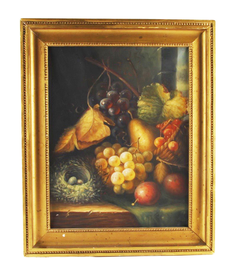 Картина "Натюрморт с виноградом" в стиле голландских натюрмортов. Холст, масло, дерево. Голландия, середина #1