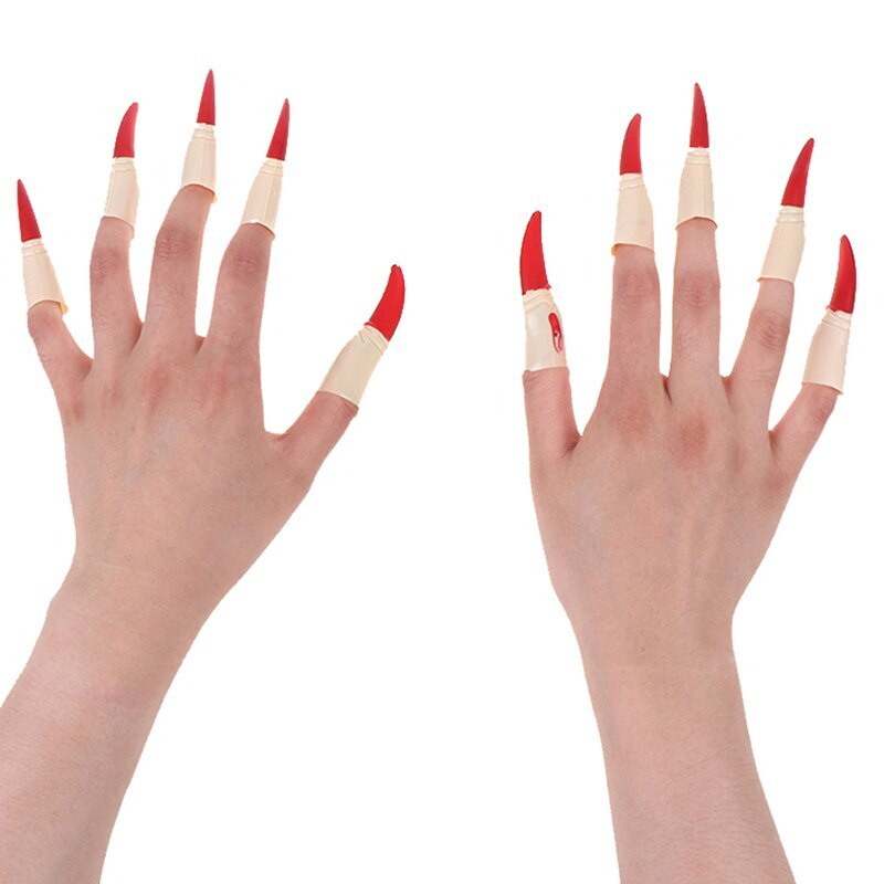 Карнавальные пальцы ведьмы красные/накладные ногти/перчатки на хэллоуин/баба-яга/колдунья/хэллоуин  #1