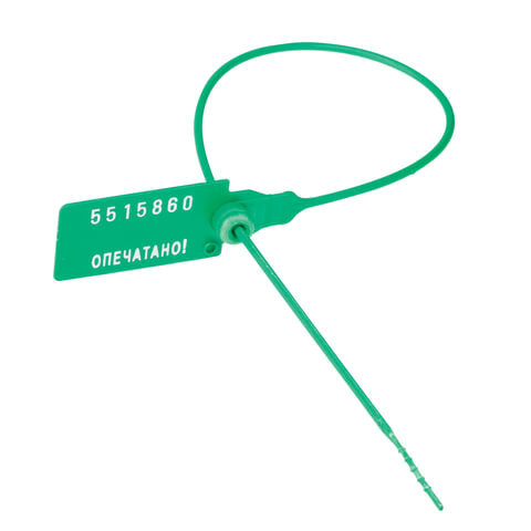 Пломбы пластиковые номерные УНИВЕРСАЛ, самофиксирующиеся, длина рабочей части 220 мм, зеленые, 50 штук #1
