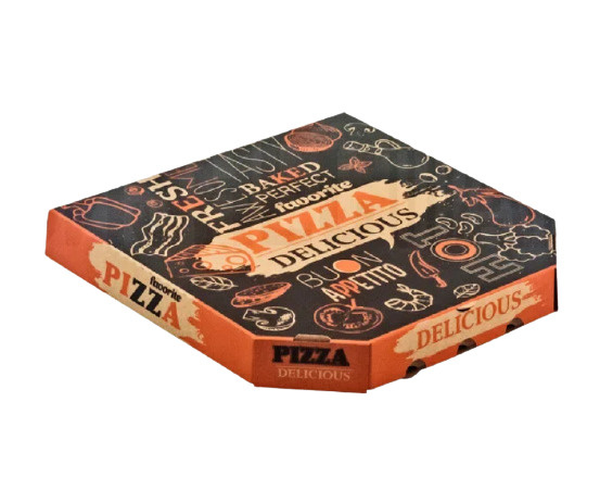 Коробка для пиццы 30*30*3,5 см бурая с рисунком "Очень вкусная" ORANGE, 50 шт  #1