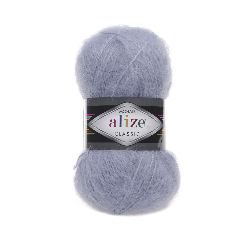 Пряжа Alize Mohair Classic New (Мохер Классик Нью) - 2 мотка Цвет: 51 светло-голубой 25% мохер, 24% шерсть, #1