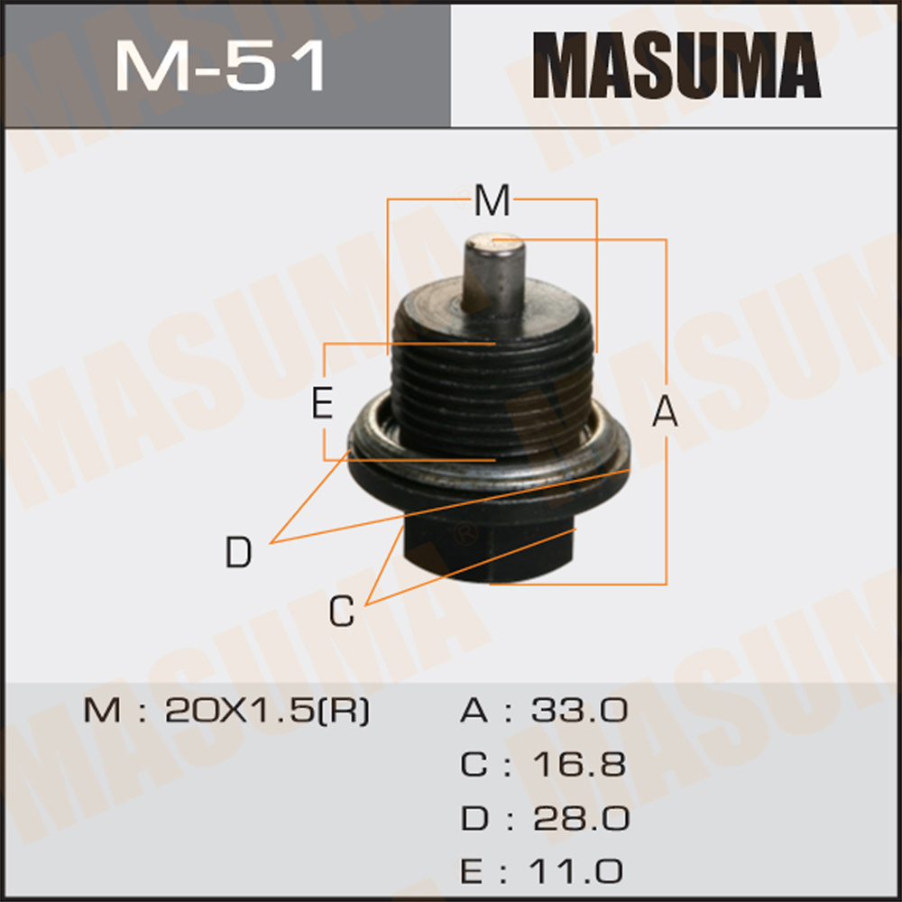 Болт слива масла M20 x 1.5 с магнитом Subaru MASUMA #1