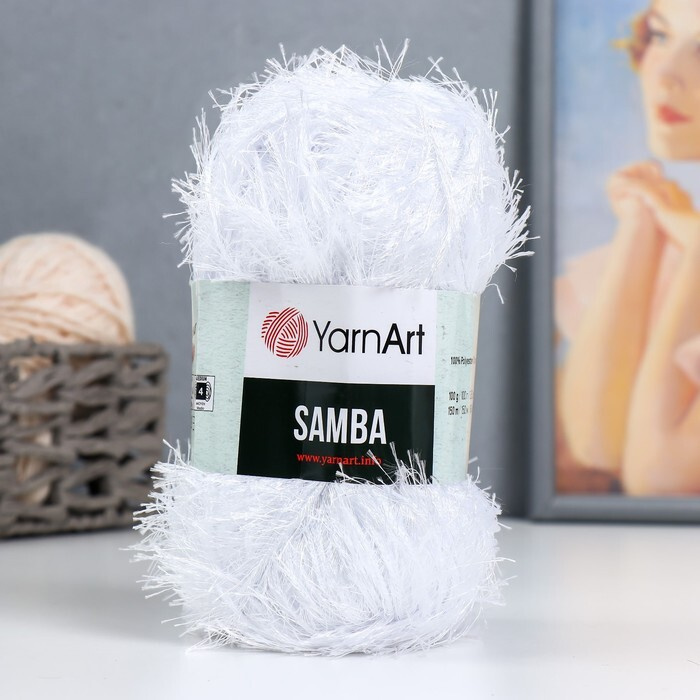 Пряжа для вязания YarnArt "Samba" 100% полиэстер 150м/100гр, 501 белый  #1