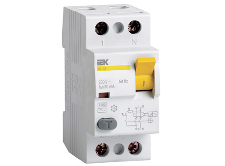 Дифференциальный выключатель нагрузки УЗО ВД1-63 2 полюса, 50А, Тип AC, 100мА. MDV10-2-050-100 IEK  #1