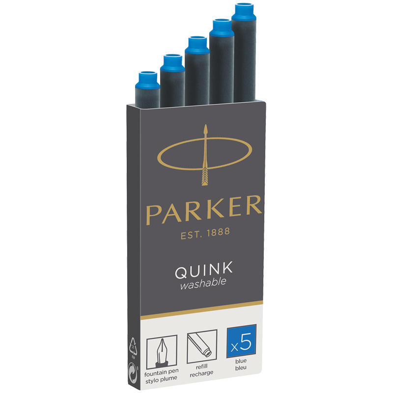 Картриджи чернильные смываемые для перьевых ручек Parker "Cartridge Quink", синие, 5 штук  #1