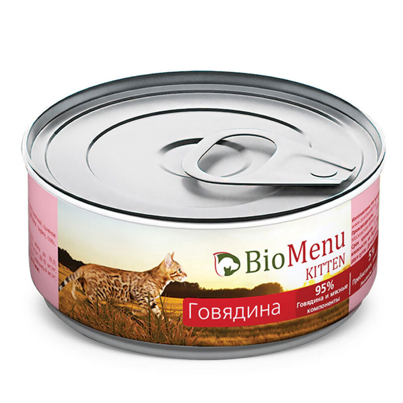 Консервы BioMenu для котят и кошек, мясной паштет с Говядиной, 100 гр, KITTEN, 95%-МЯСО  #1