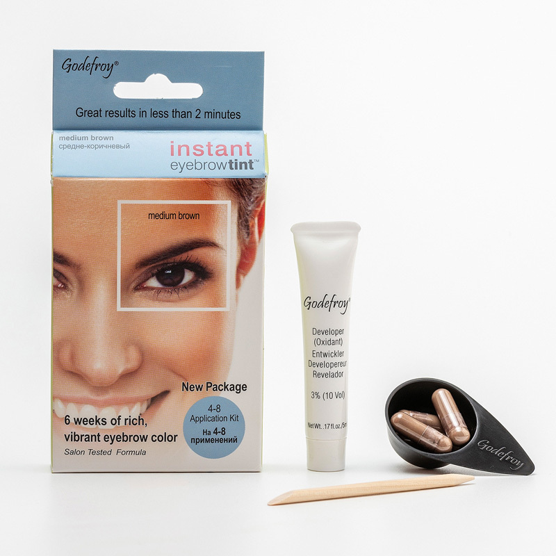 Godefroy Eyebrow Tint Medium Brown Синтетическая краска-хна в капсулах для бровей, набор 4 капсулы (коричневая) #1