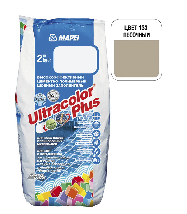 Затирка цементная Mapei Ultracolor Plus 133 песочная 2 кг #1