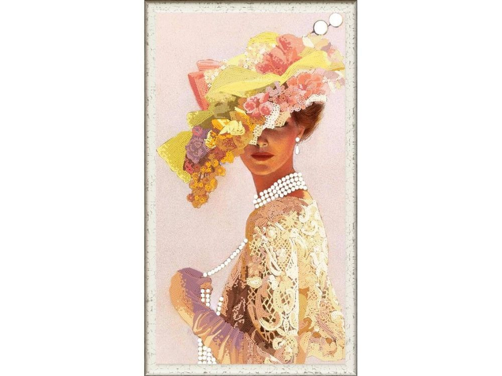 Рисунок на ткани Конёк "Дама с бусами", 25x45 см #1
