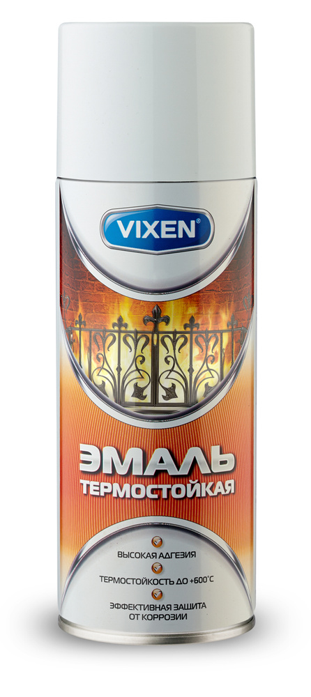 Аэрозольная краска VIXEN "Эмаль термостойкая кремнийорганическая, белая" 520 мл  #1