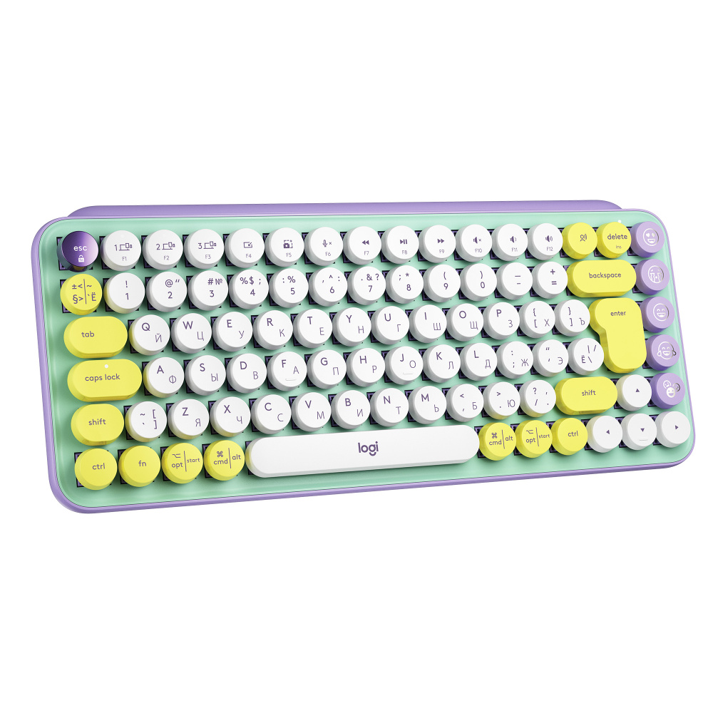 Logitech Клавиатура беспроводная POP KEYS, (Cherry MX Brown), Русская раскладка, светло-зеленый  #1