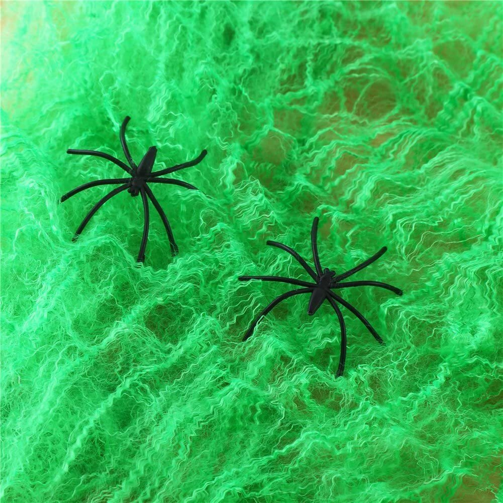Искусственная Паутина и 2 паука, зеленая #1