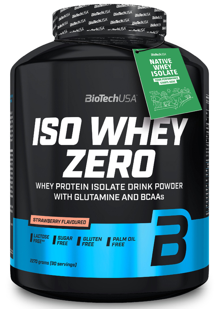 Сывороточный протеин изолят BioTechUSA Iso Whey Zero 2270 г. клубника  #1