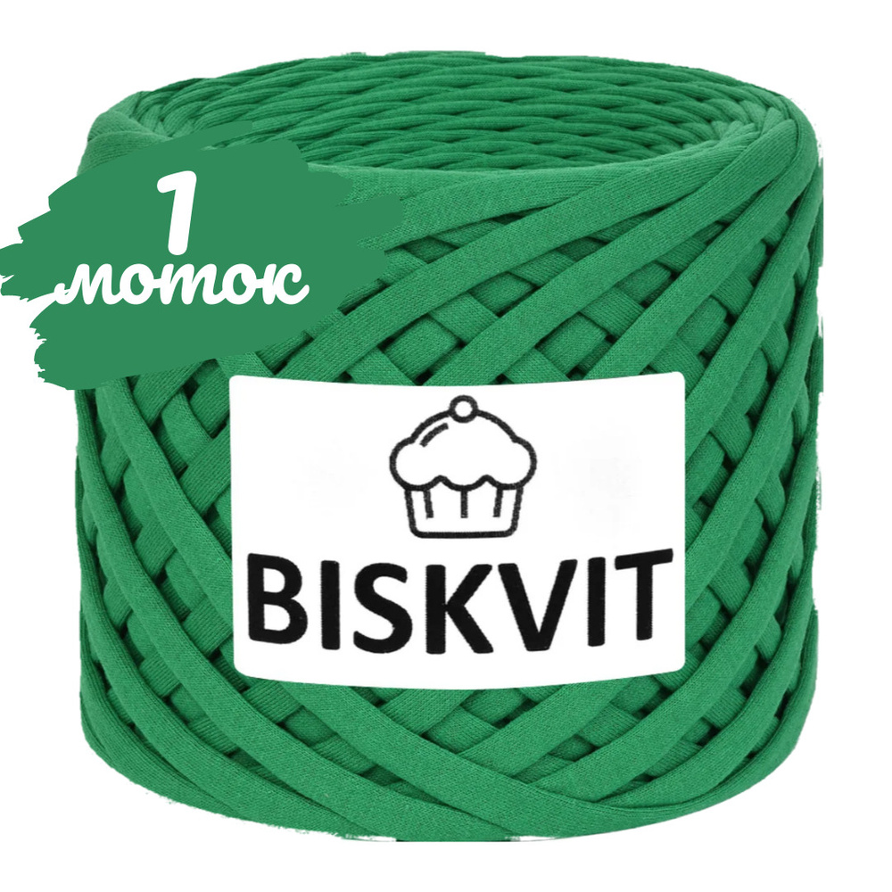 Трикотажная пряжа Biskvit  грин, 100м., лицевая, (бисквит) #1