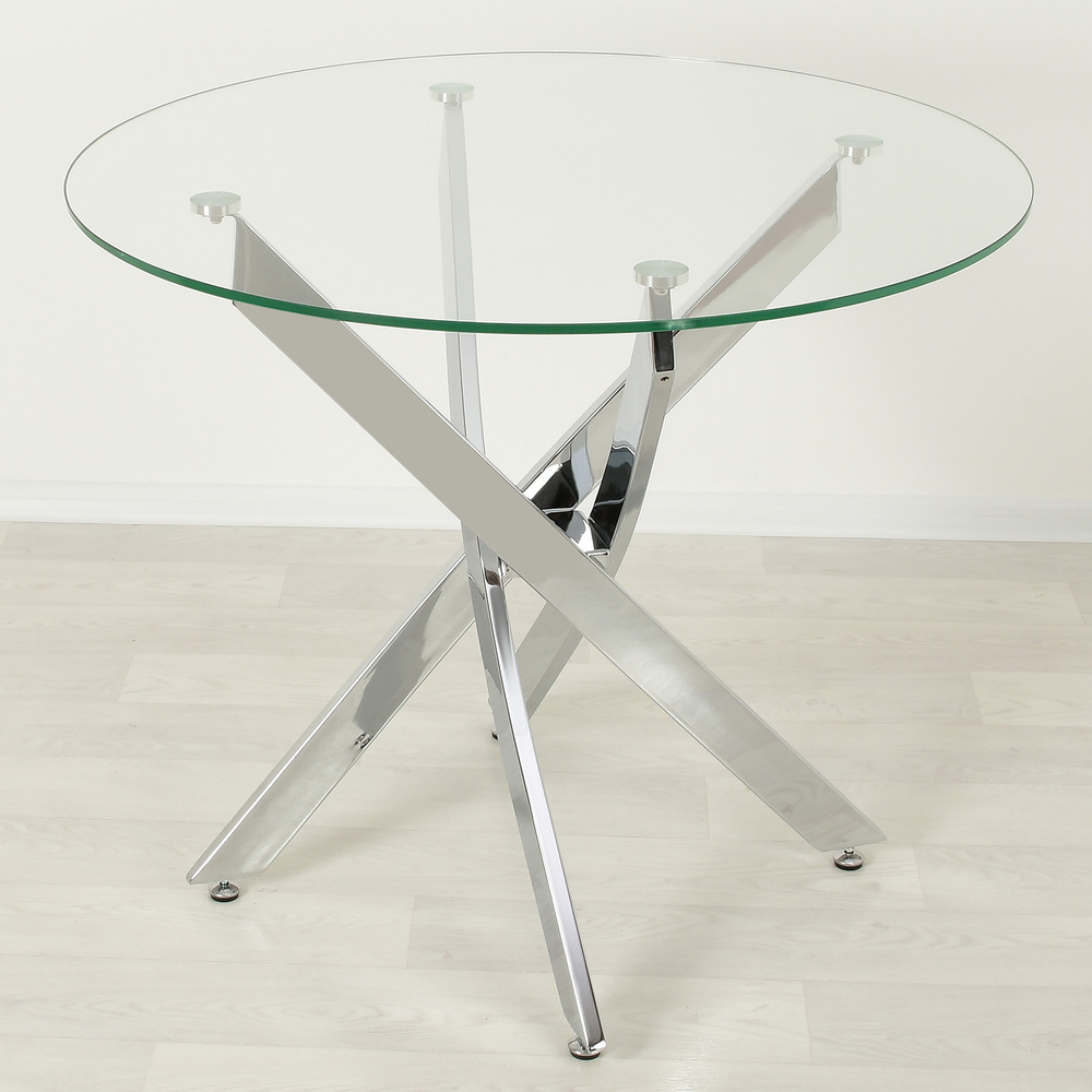 Стеклянный стол Рим-18 прозрачный/хром D100 #1