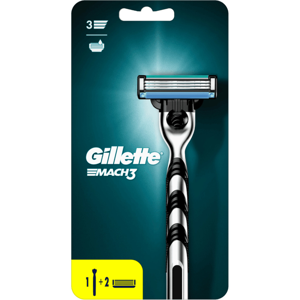 Gillette Mach3 Бритвенный станок, серый/черный, с 2 кассетой. #1