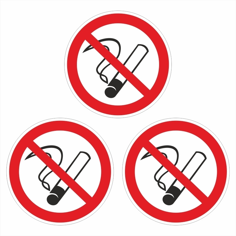 Знак-наклейка P01 "Запрещается Курить" 200х200 мм самоклеящийся виниловый на подложке 3 шт ПолиЦентр #1