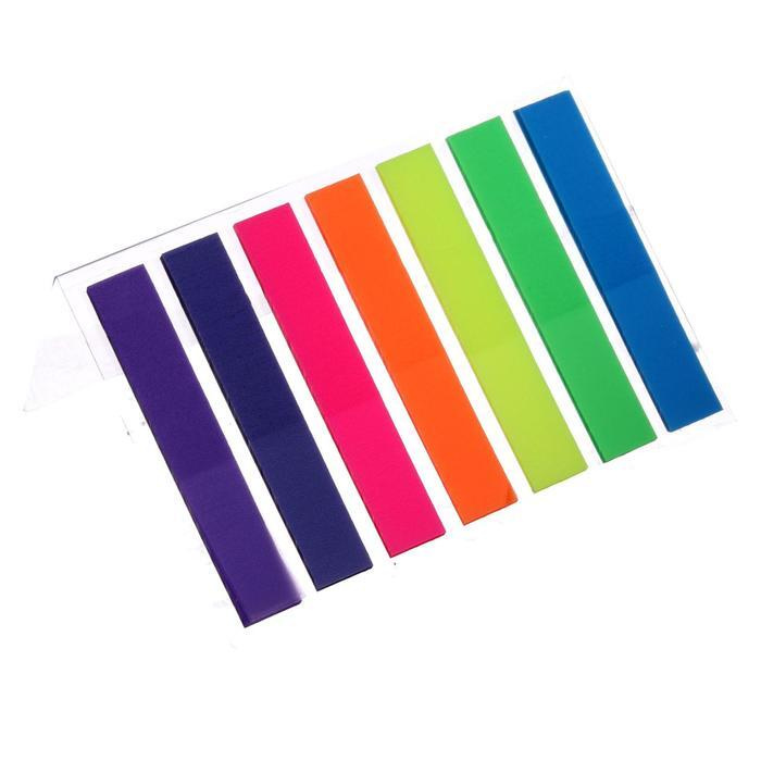 Блок-закладки с липким краем 8 мм х 45 мм, пластик, 20 листов, флуоресцентные, 7 цветов  #1