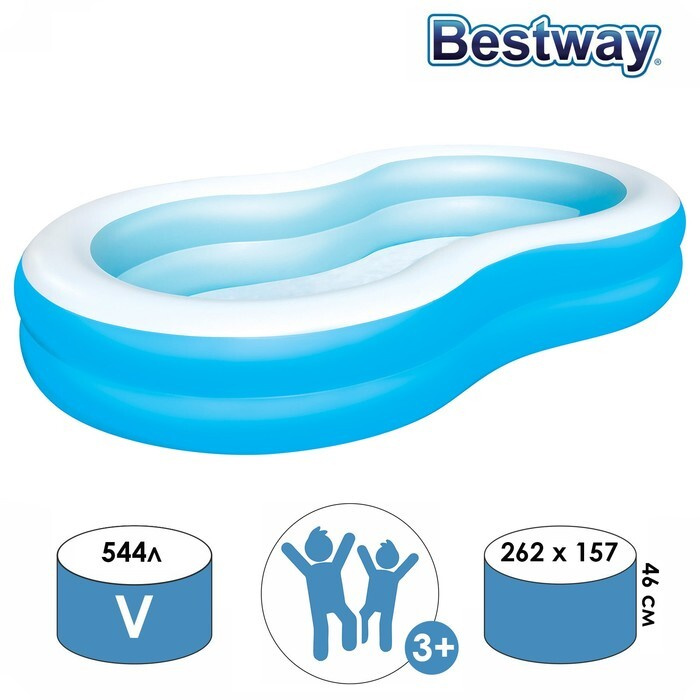 Bestway, Бассейн надувной, Большая лагуна, 262х157х46 см, от 3 лет  #1