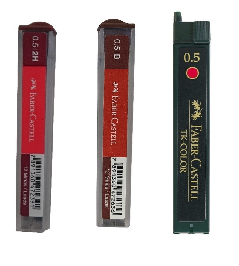 Грифели Faber-Castell, 0,5 мм, Polymer, TK-Color красные, твердость 2H + B + HB, 3 тубы по 12 шт.  #1
